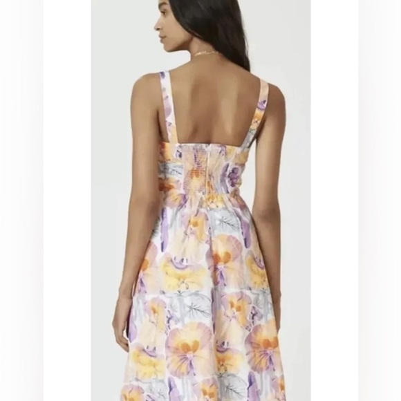 Cecilia Pettersson for Anthropologie Floral Print bow cinched waist midi Dress - Picture 4 of 10